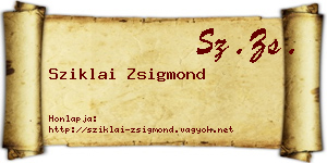 Sziklai Zsigmond névjegykártya
